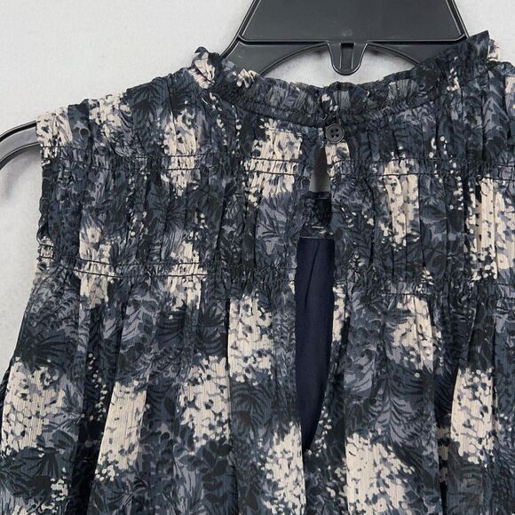 Joie Dress Womens Medium Blue Floral Baltic Pleat Swing Feminine Romantic Ruffle - Picture 12 of 16